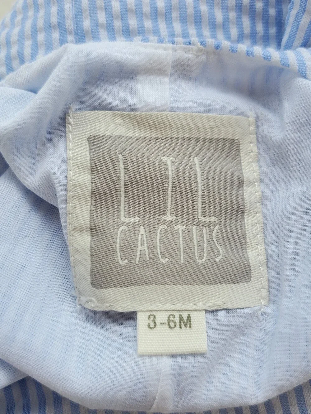 Lil Cactus Baby Boy Blue Seersucker Bunny Applique Easter Romper Jon Jon 3-6M